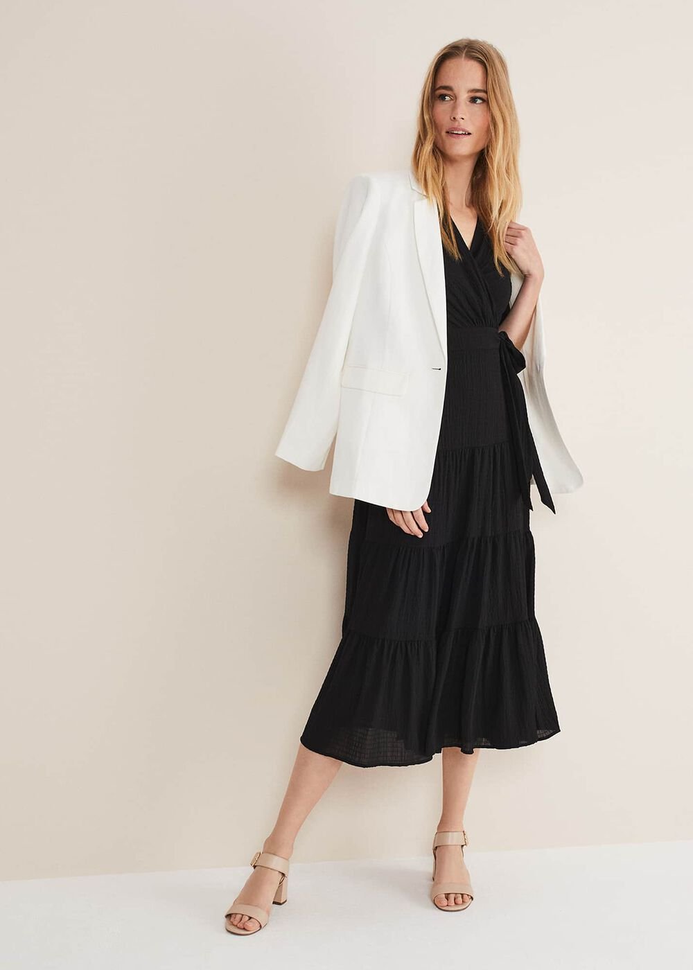 Morven Green Wrap Midi Dress Black