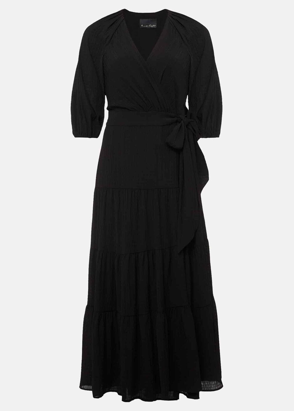 Morven Green Wrap Midi Dress Black