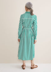 Ida Stripe Shirt Midi Dress Green