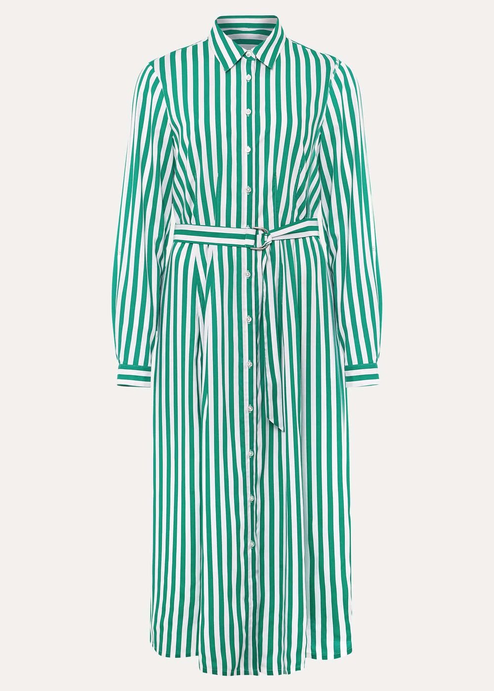 Ida Stripe Shirt Midi Dress Green