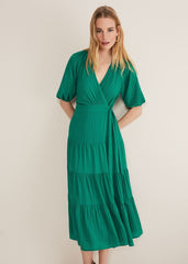 Morven Green Wrap Midi Dress Bright Green