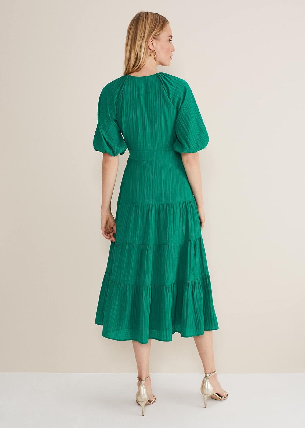Morven Green Wrap Midi Dress Bright Green