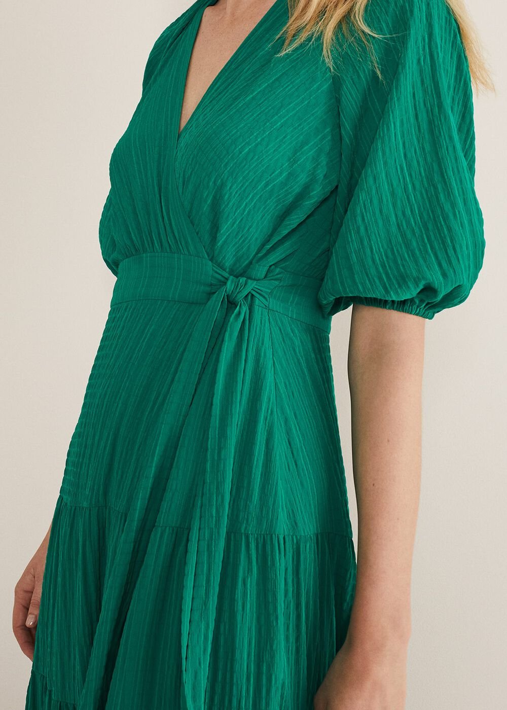 Morven Green Wrap Midi Dress Bright Green