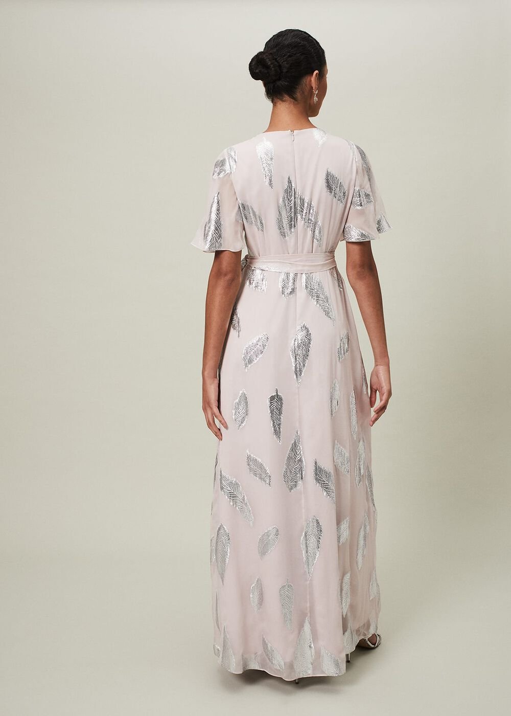 Larah Lurex Feather Jaquard Maxi Dress Misty Mauve/Silver