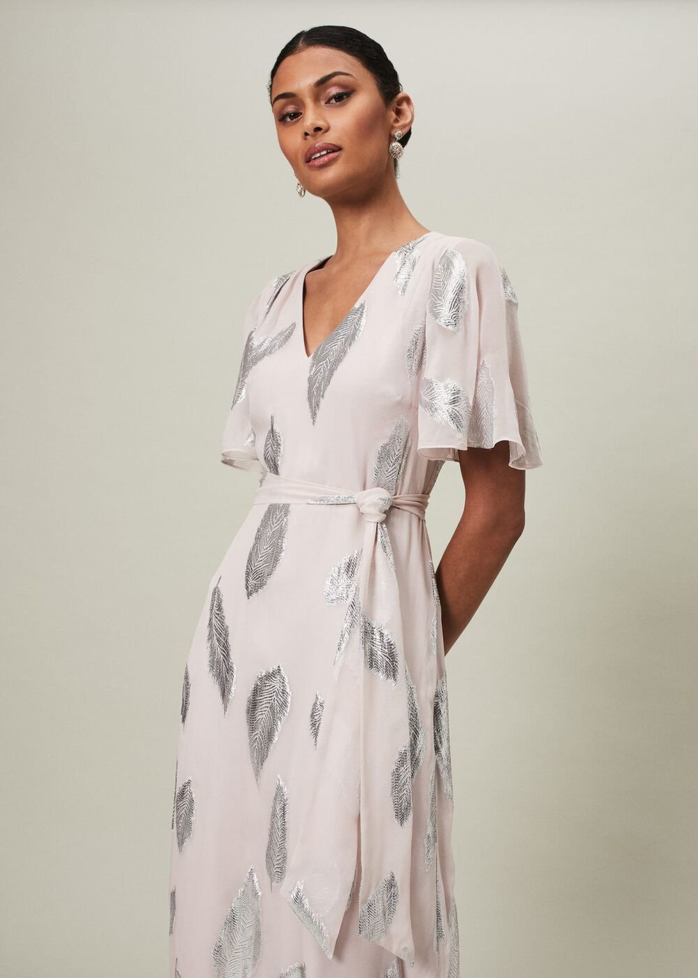Larah Lurex Feather Jaquard Maxi Dress Misty Mauve/Silver