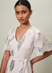 Larah Lurex Feather Jaquard Maxi Dress Misty Mauve/Silver