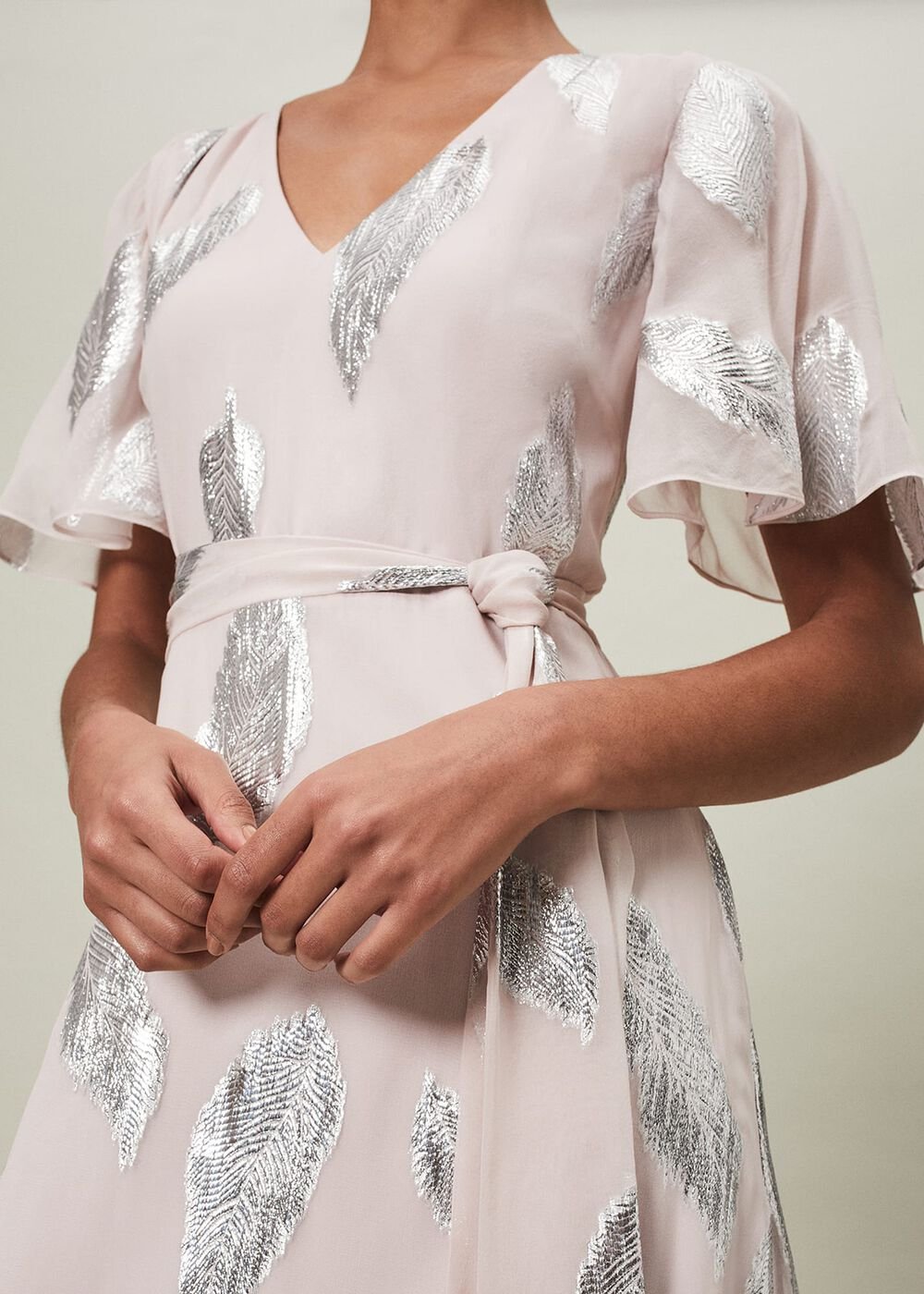 Larah Lurex Feather Jaquard Maxi Dress Misty Mauve/Silver