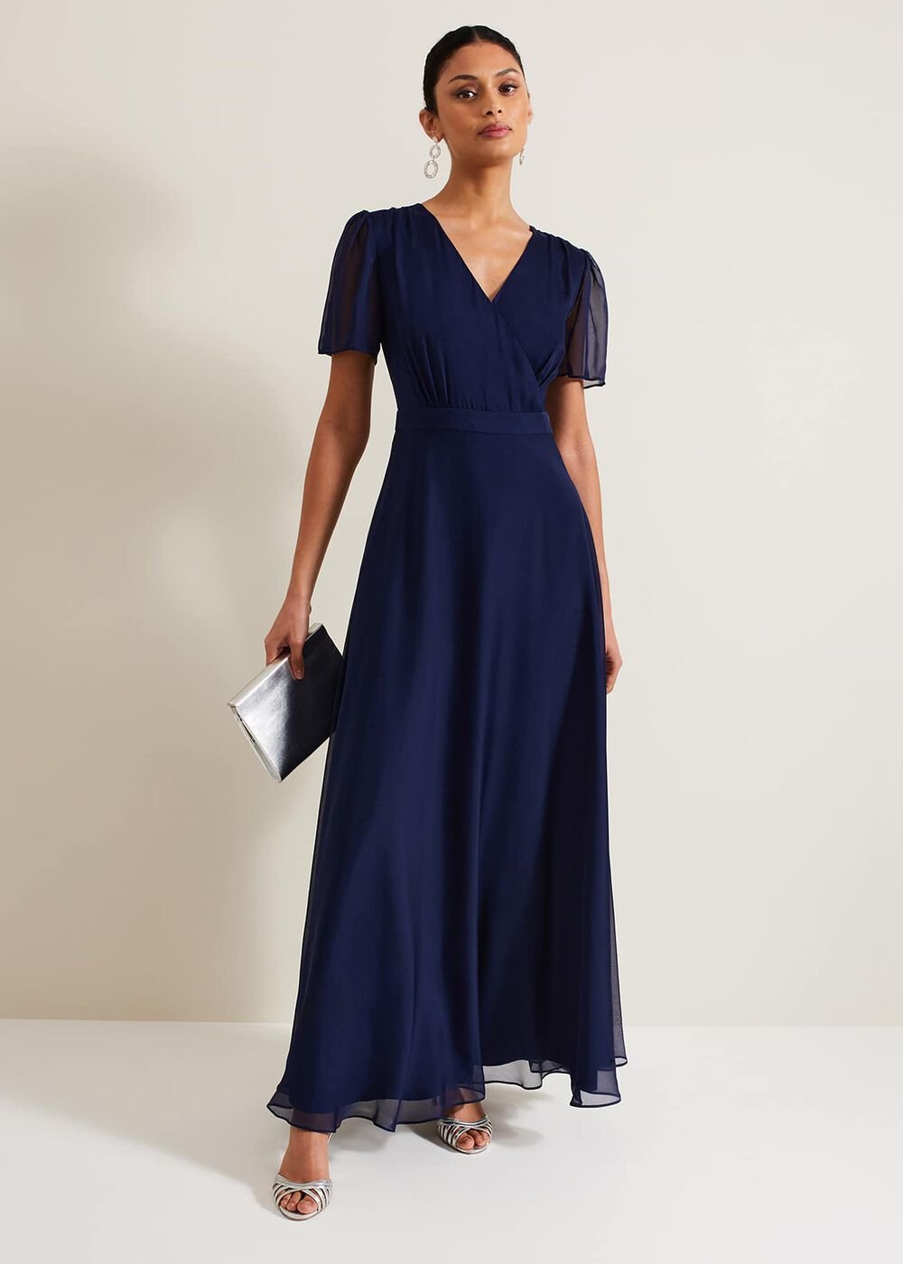 Arwen Silk Maxi Dress Navy