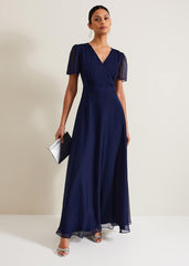 Arwen Silk Maxi Dress Navy