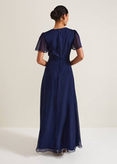 Arwen Silk Maxi Dress Navy