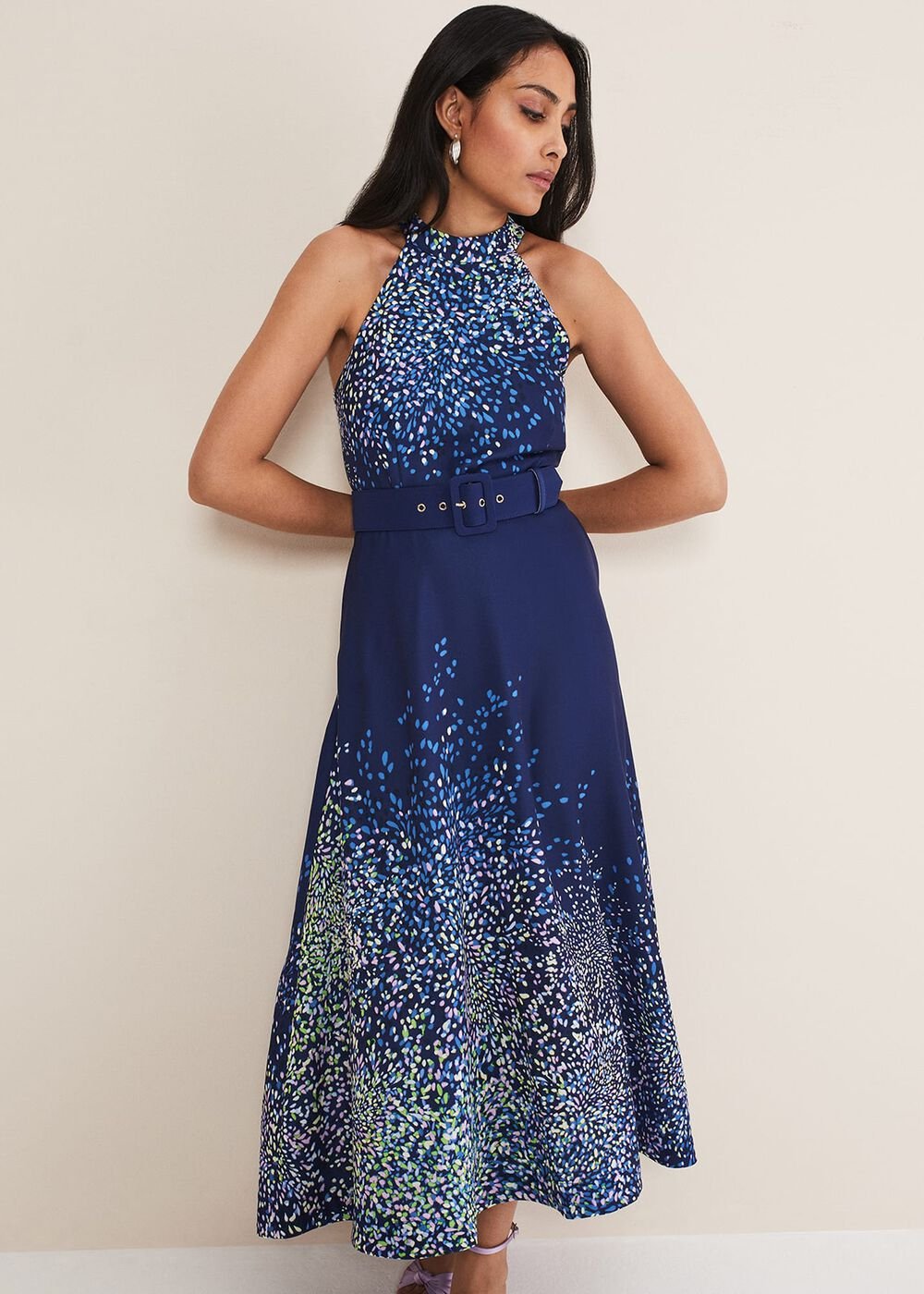 Petite Clea Ditsy Midi Dress French Navy / Multi