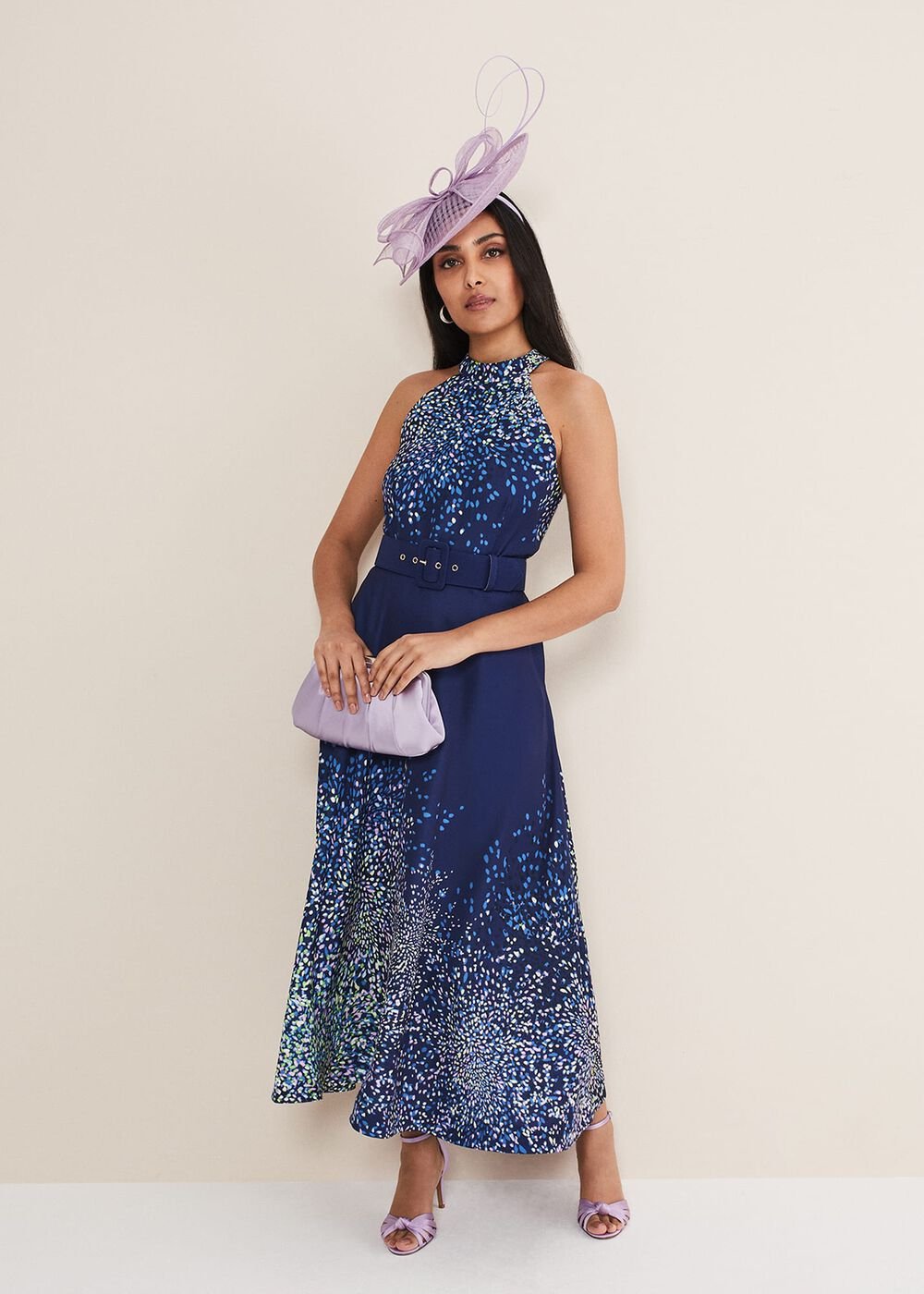 Petite Clea Ditsy Midi Dress French Navy / Multi