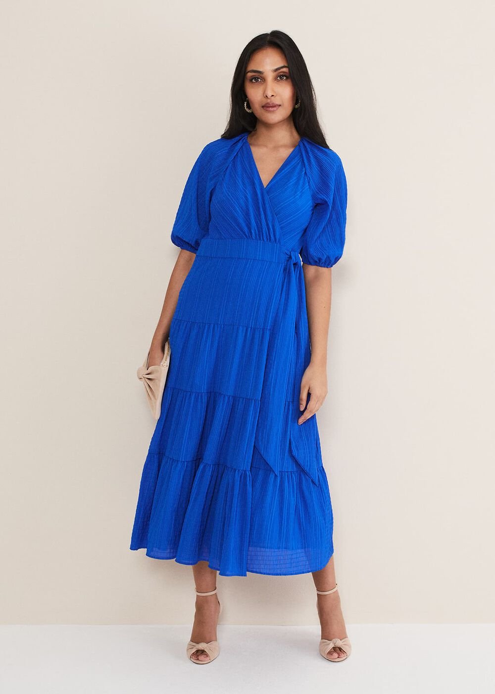 Petite Morven Blue Wrap Midi Dress Cobalt