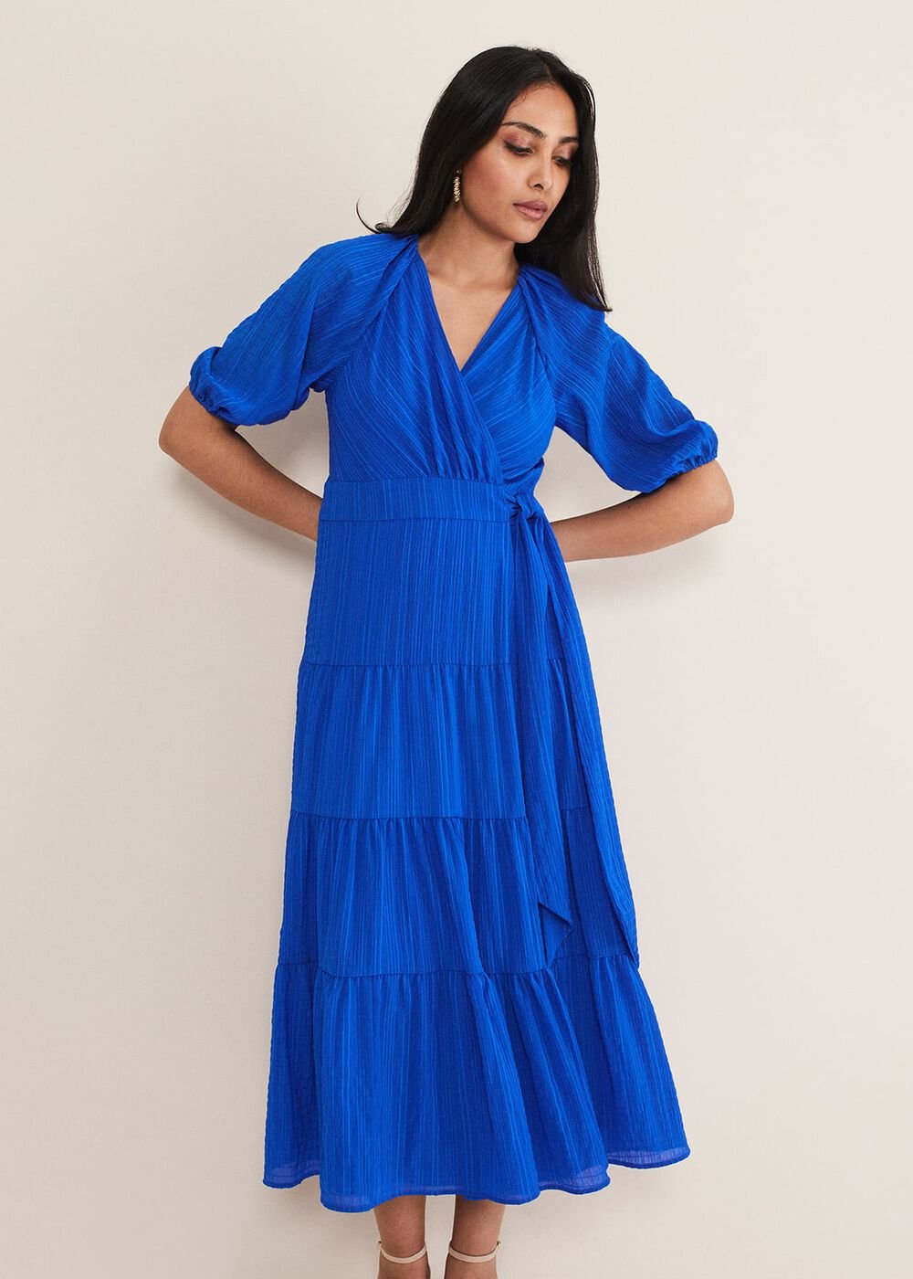 Petite Morven Blue Wrap Midi Dress Cobalt