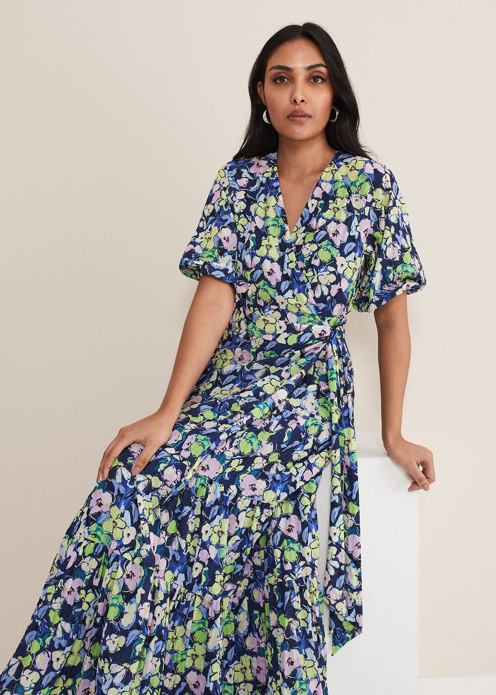 Petite Morven Maxi Dress Navy/Multi