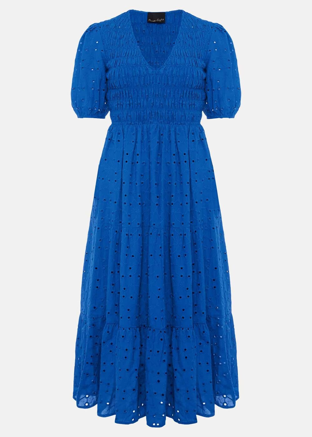 Gretta Broderie Midi Dress Blue