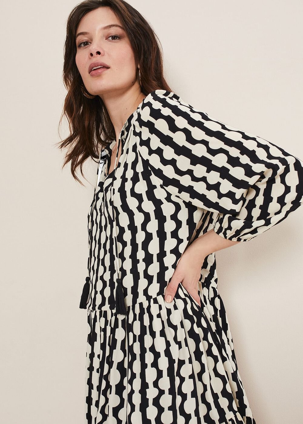 Lara Swing Dress Black/Stone