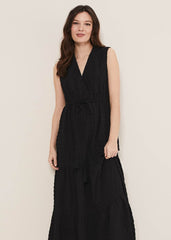Anika Textured Sleeveless Midi Dress Black