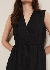 Anika Textured Sleeveless Midi Dress Black