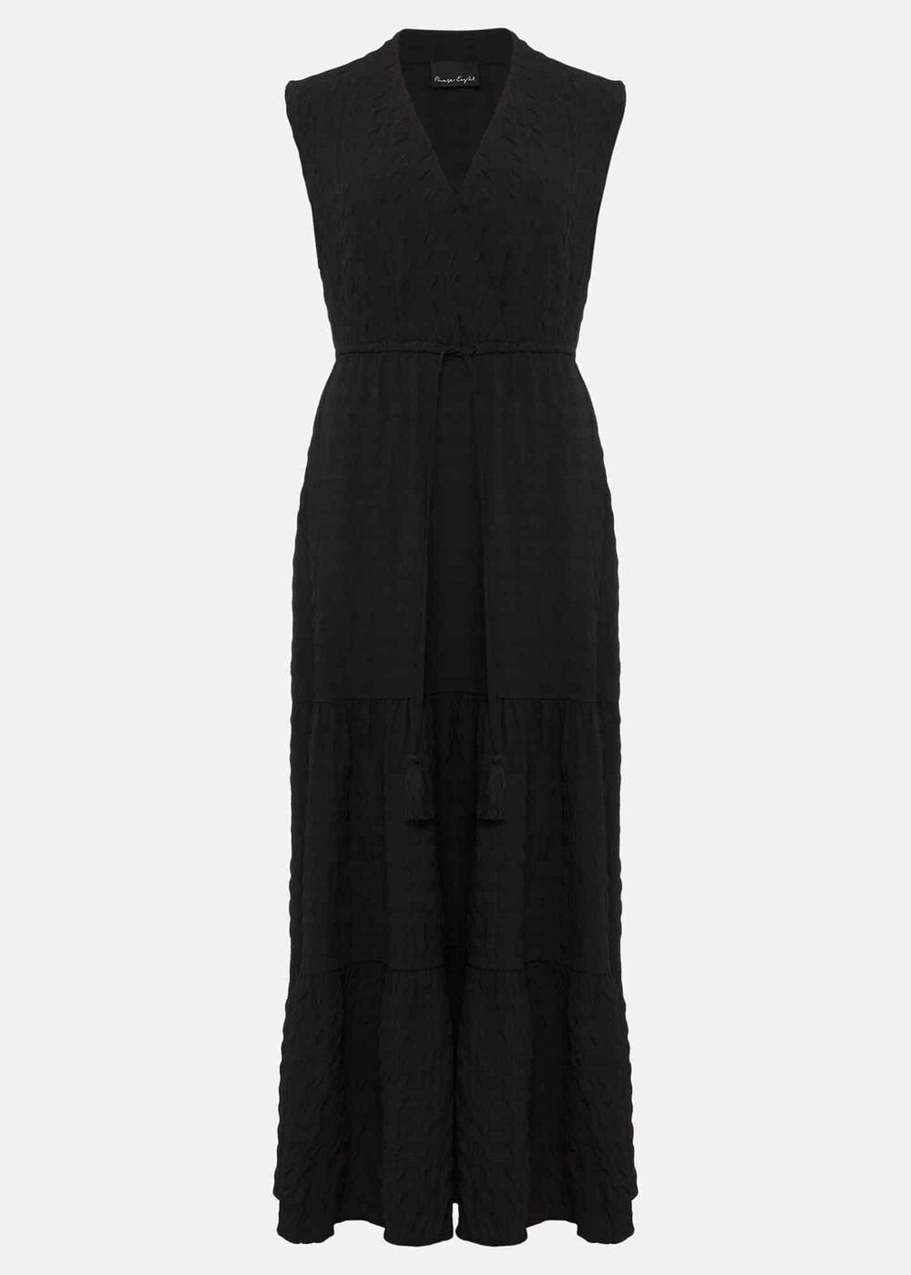 Anika Textured Sleeveless Midi Dress Black