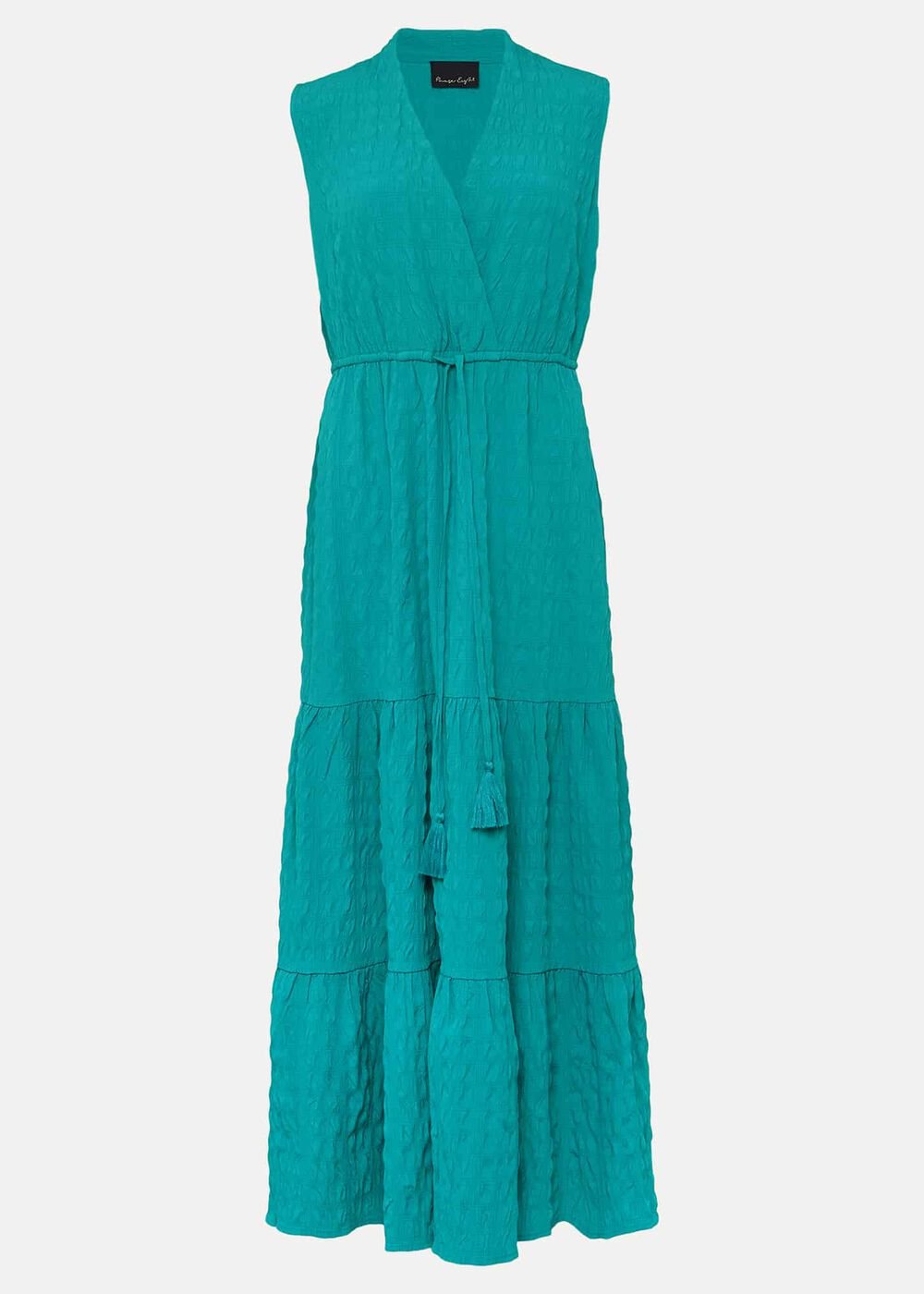 Anika Textured Sleeveless Midi Dress Turquoise