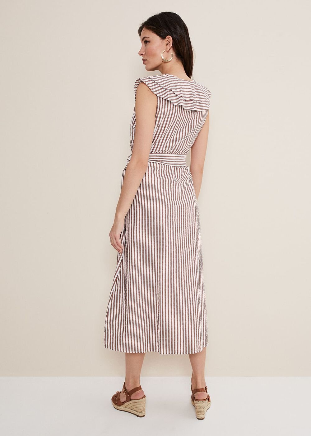 Jamilla Striped Midi Dress Ivory/Natural