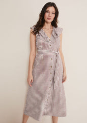 Jamilla Striped Midi Dress Ivory/Natural