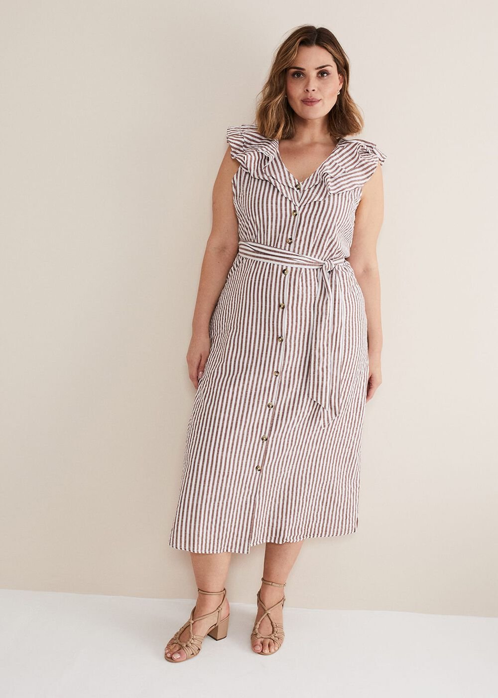 Jamilla Striped Midi Dress Ivory/Natural