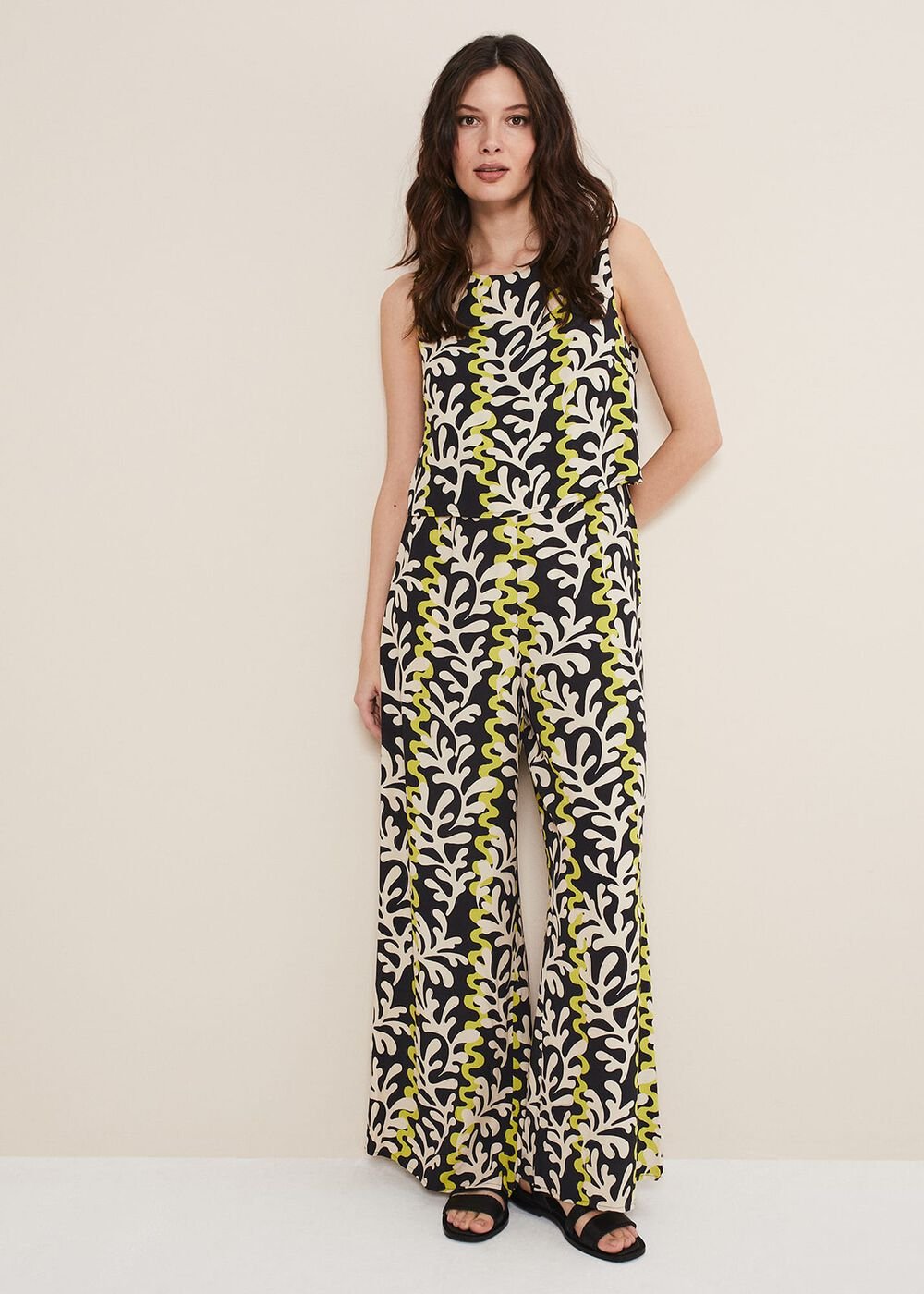 Aubrey Striped Wide Leg Jumpsuit Olive/Black