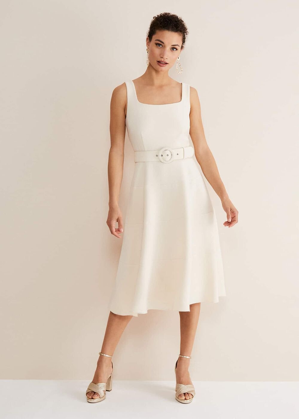 Ethel Fit And Flare Dress Cream