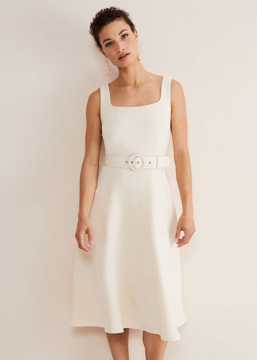 Ethel Fit And Flare Dress Cream