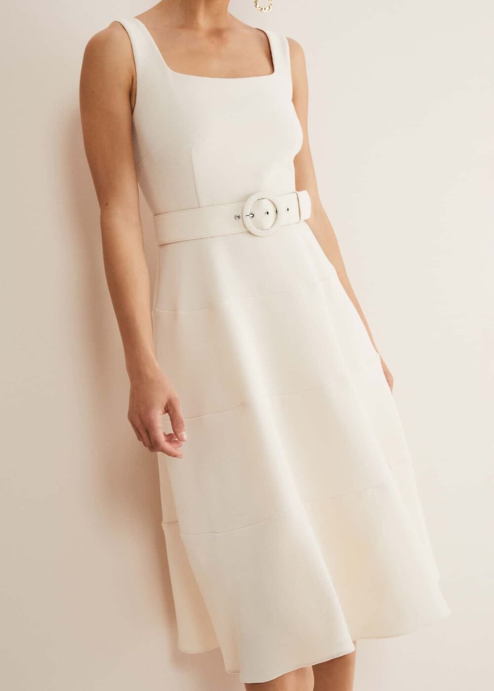 Ethel Fit And Flare Dress Cream
