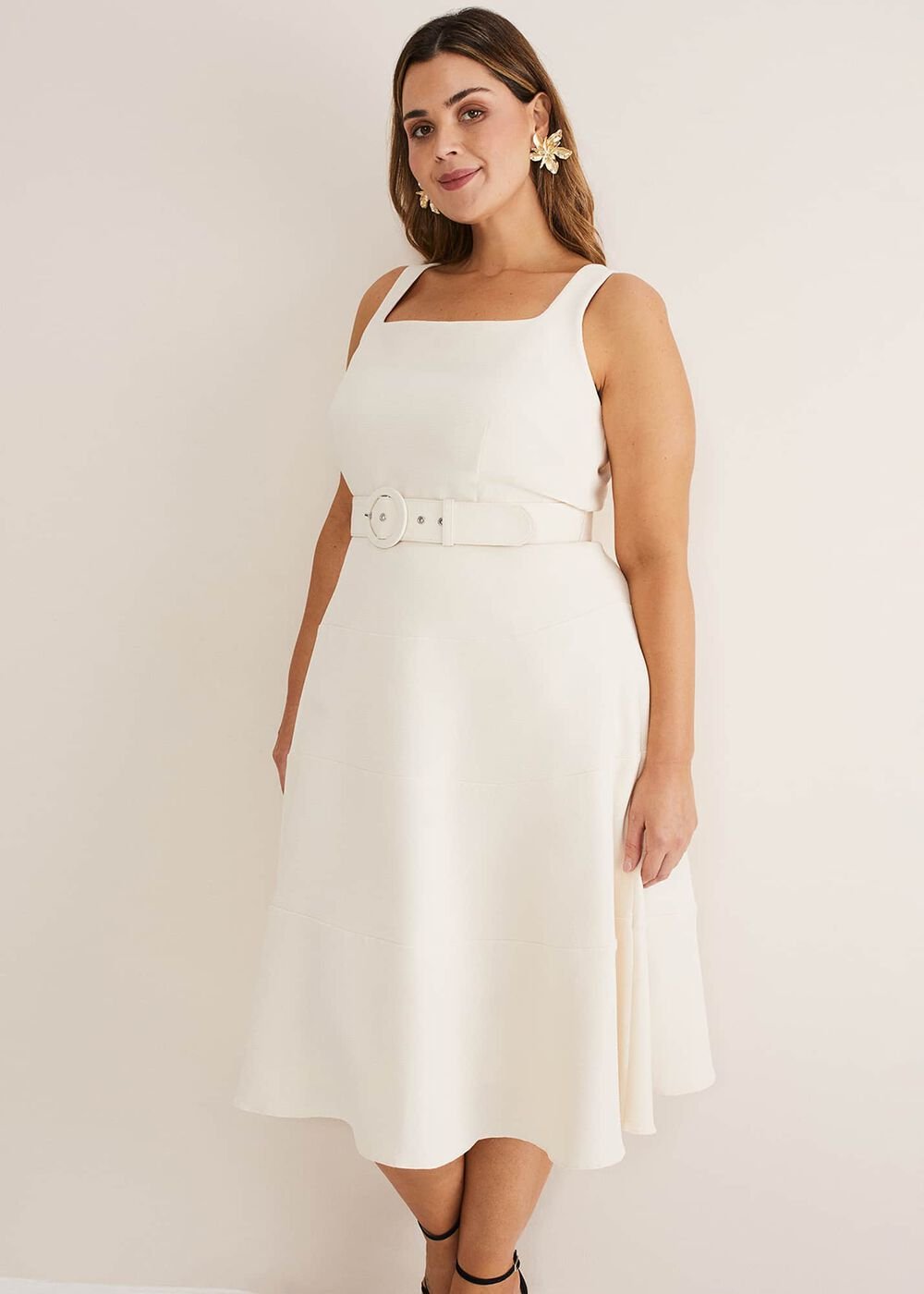 Ethel Fit And Flare Dress Cream