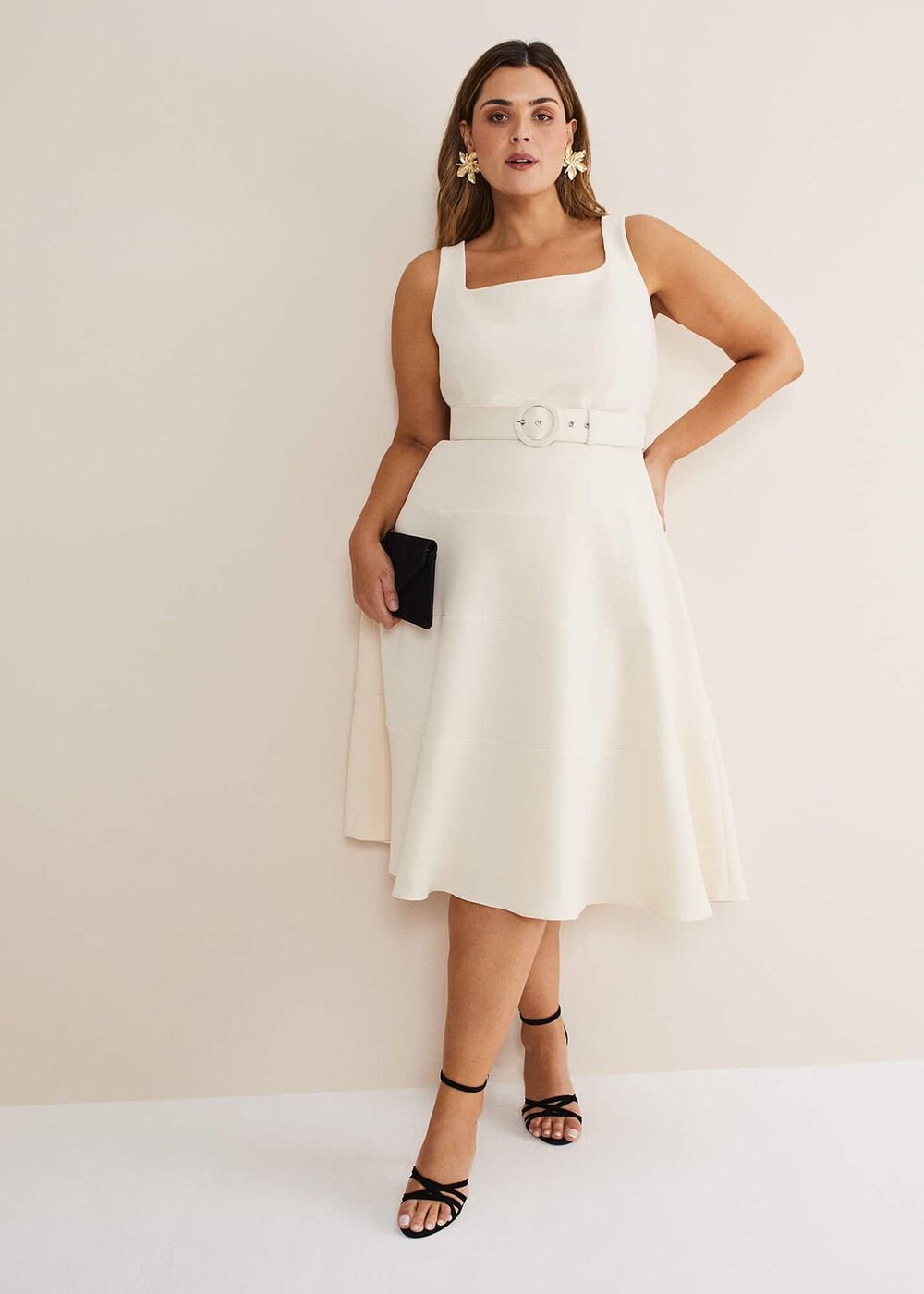 Ethel Fit And Flare Dress Cream