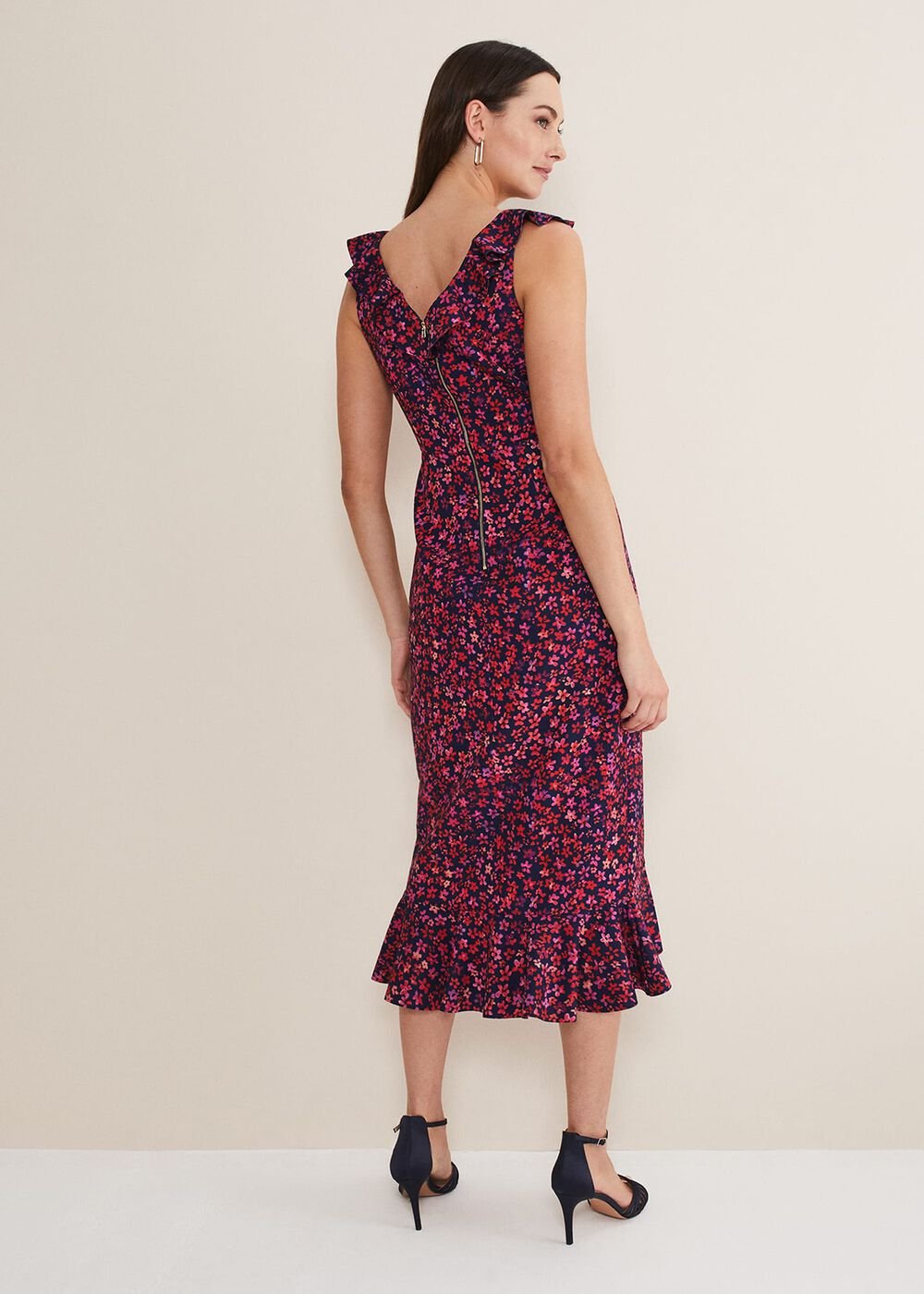Viola Ditsy Frill Dress Navy/Multi