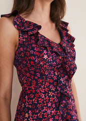 Viola Ditsy Frill Dress Navy/Multi