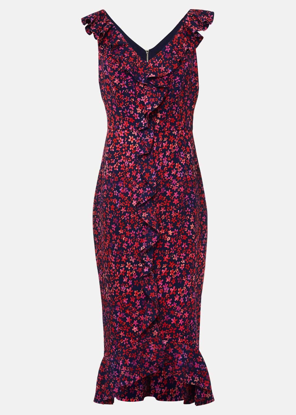 Viola Ditsy Frill Dress Navy/Multi