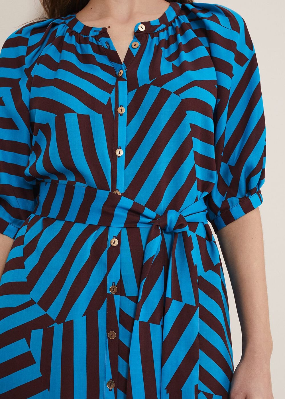 Rosella Striped Mini Dress Blue/Chocolate