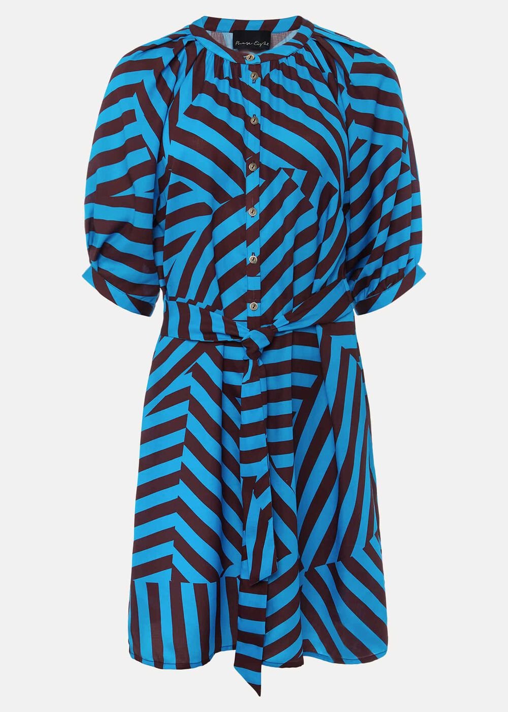 Rosella Striped Mini Dress Blue/Chocolate