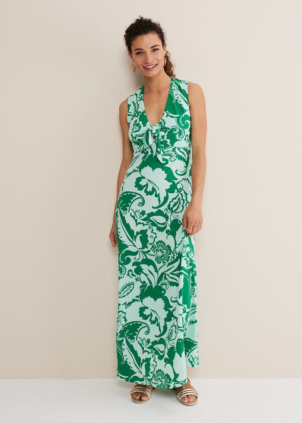 Asiya Paisley Jersey Maxi Dress Teal
