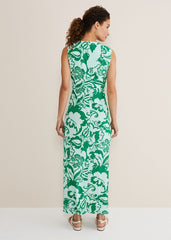 Asiya Paisley Jersey Maxi Dress Teal