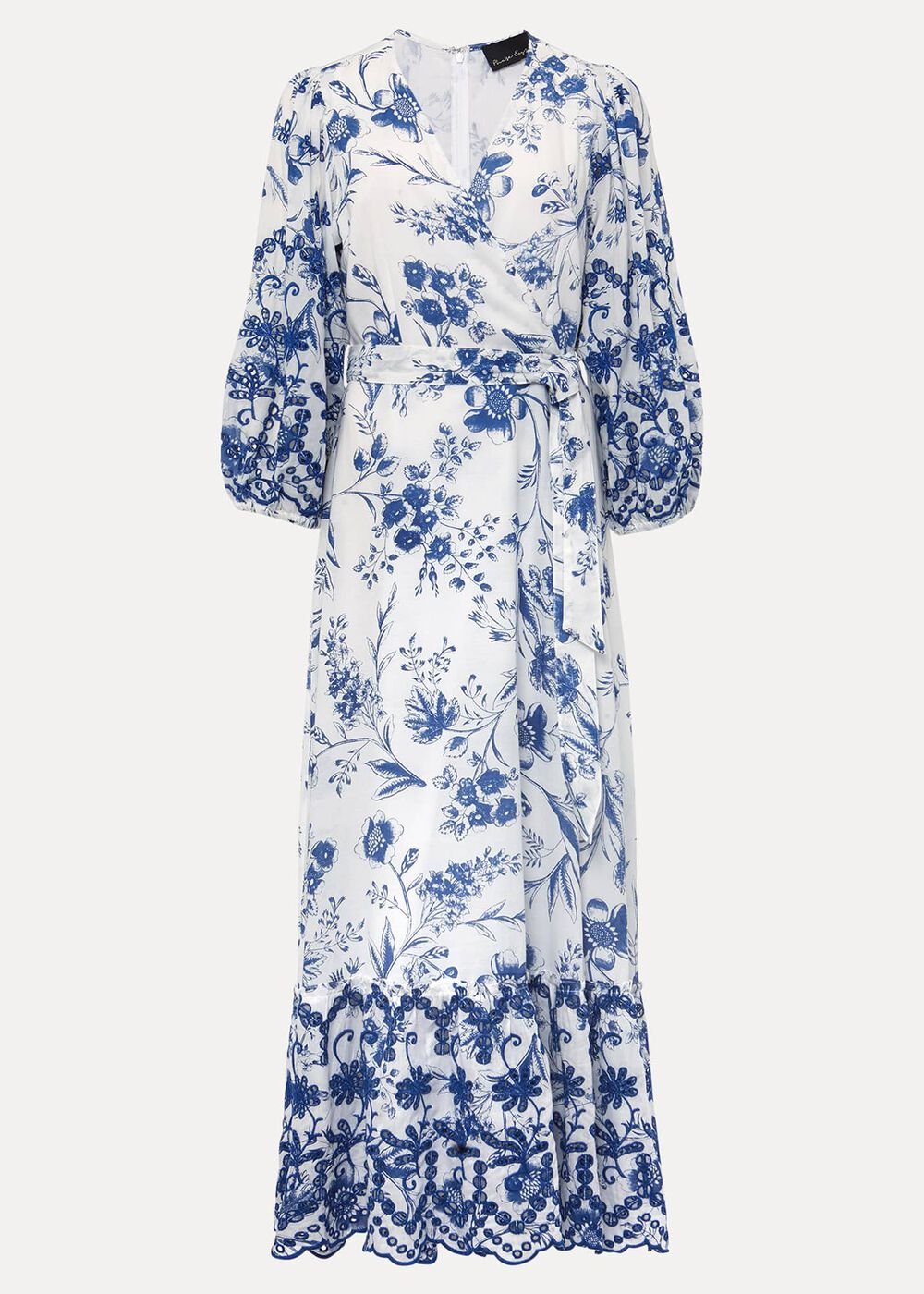 Abriella Floral Broderie Midi Dress Blue/White