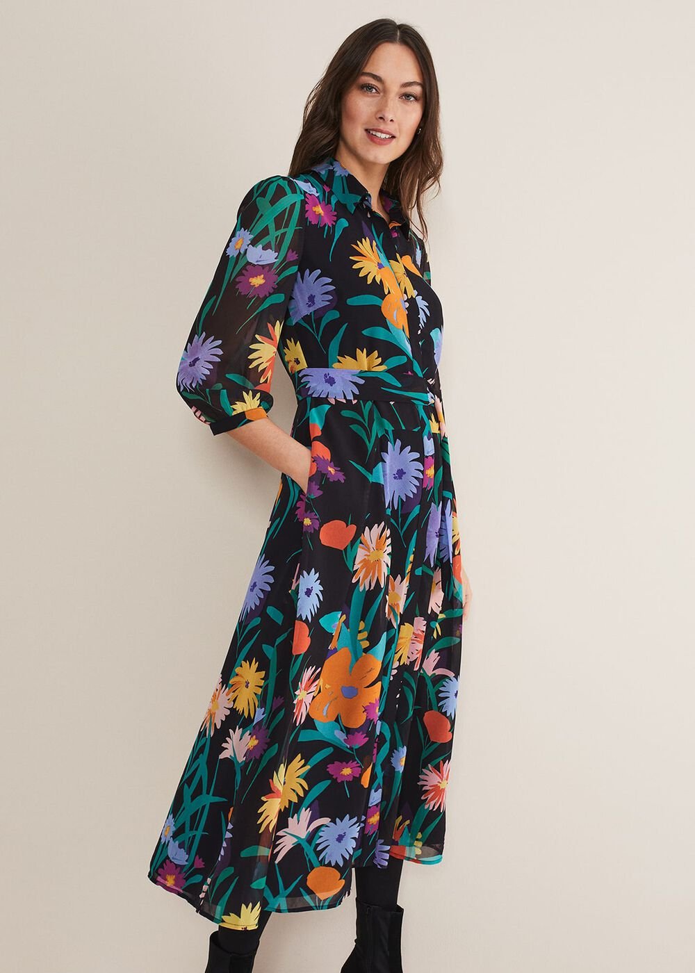 Alta Floral Midaxi Dress Black/Multi
