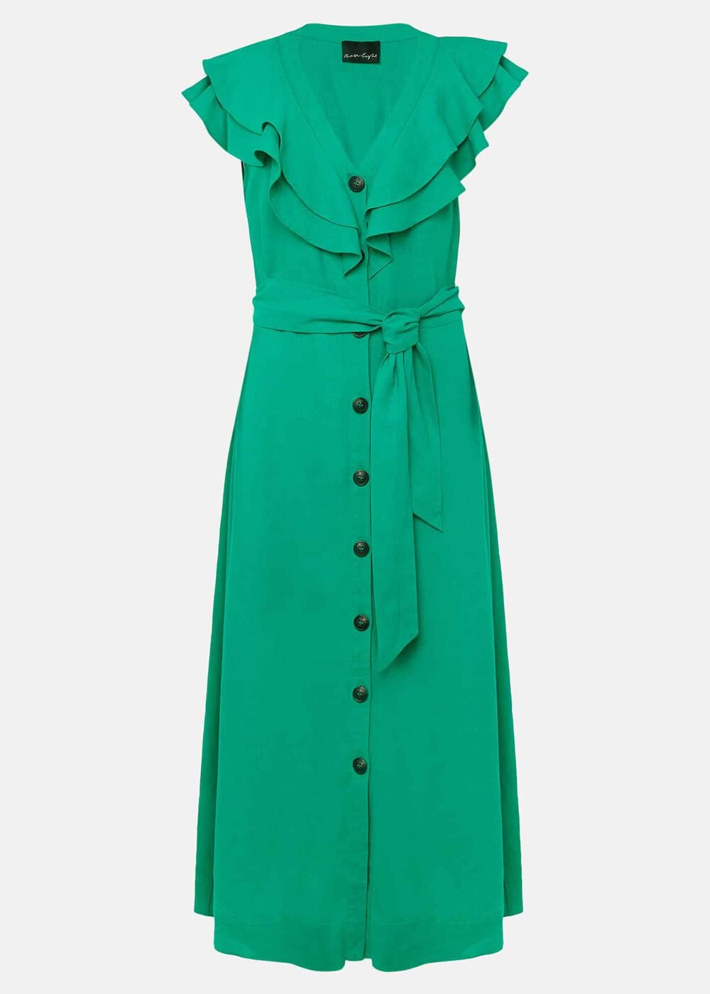 Jamilla Green Linen Midi Dress Green