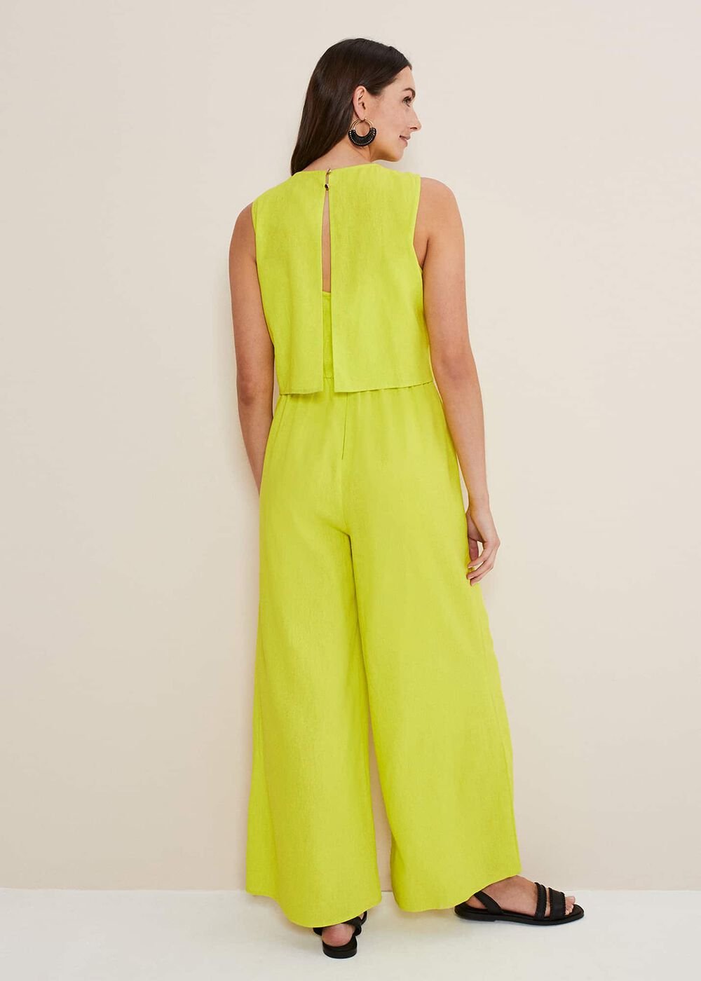 Aubrey Striped Wide Leg Jumpsuit Lime