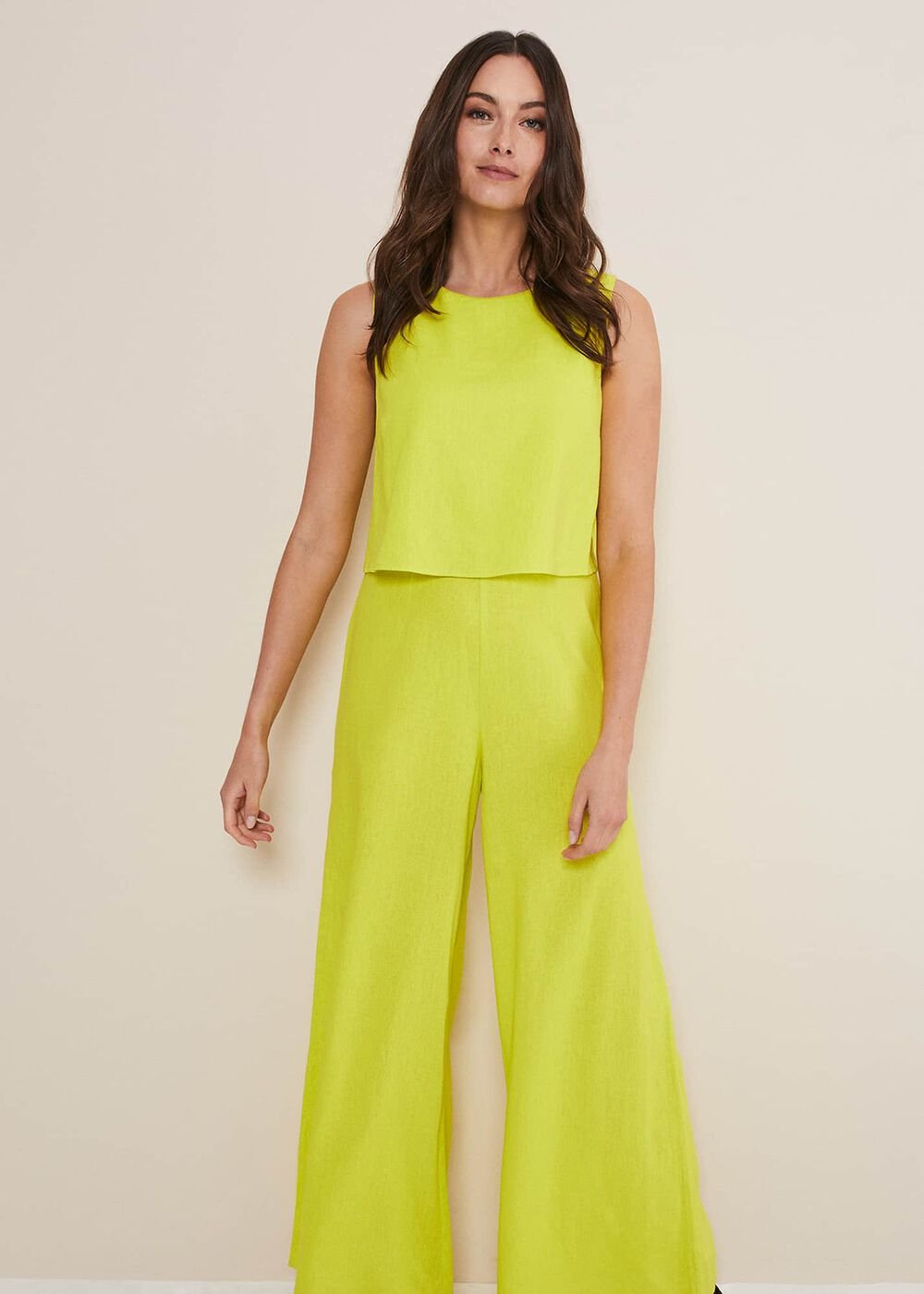 Aubrey Striped Wide Leg Jumpsuit Lime