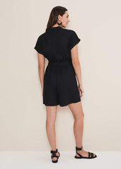 Paige Linen Playsuit Black