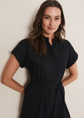 Paige Linen Playsuit Black