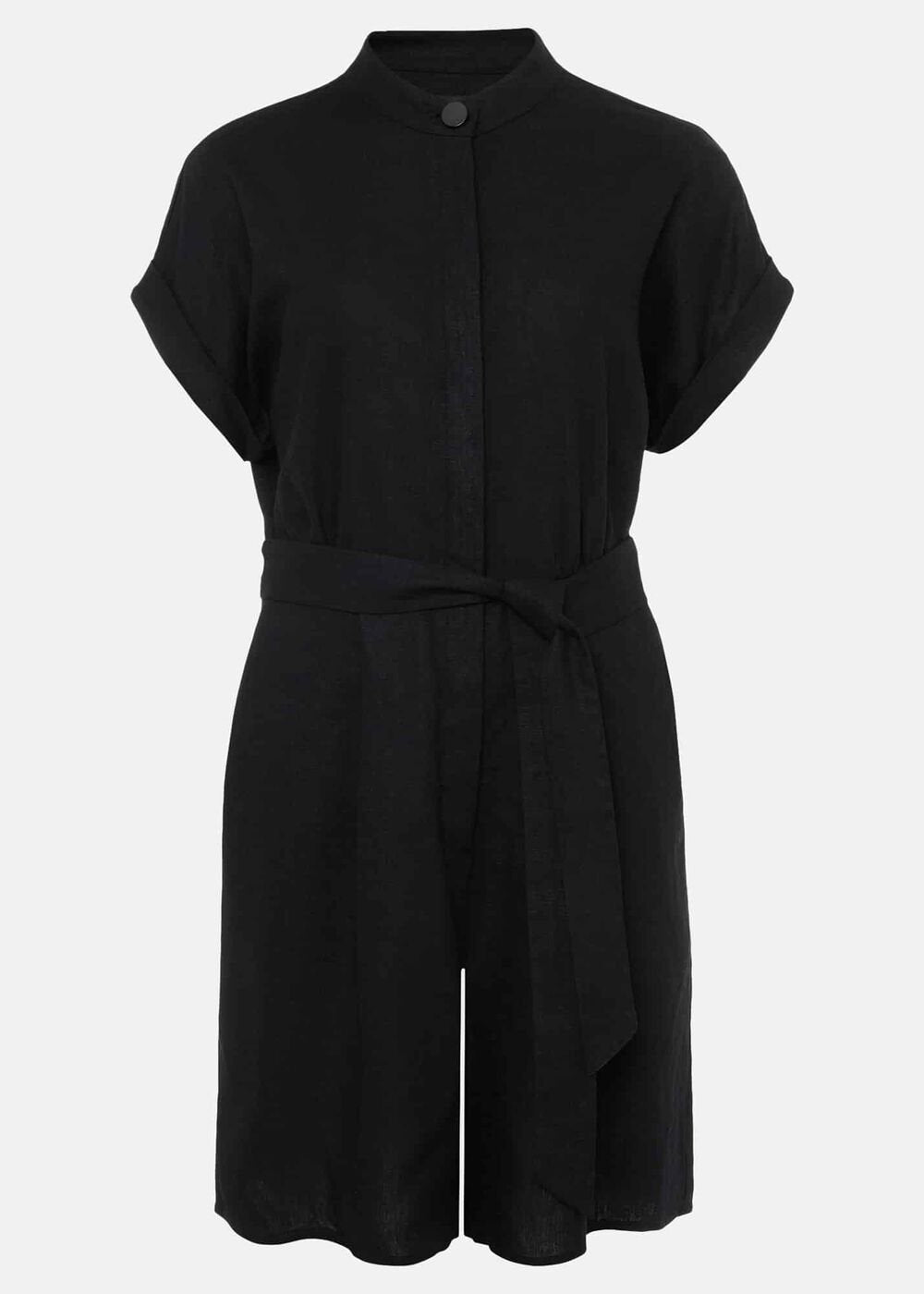 Paige Linen Playsuit Black