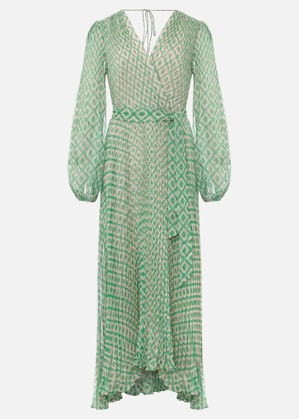 Roxanna Pleated Diamond Maxi Dress Powder Pink/Green